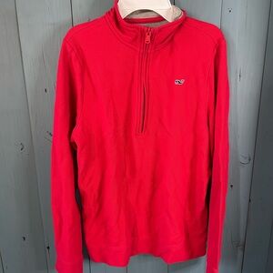 Vineyard Vines Vibrant Red Quarter Zip-Up Sweater Pullover | Boys Size Large